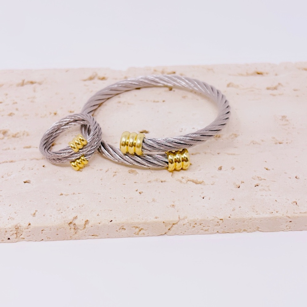 Elegant Silver and Gold Women's Jewelry Set